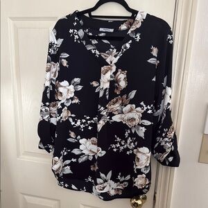 Floral Black and White Women's Top